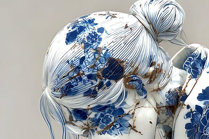 NYX - Samouraï de Porcelaine – L’Esprit Brisé, Antiek en Kunst, Kunst | Schilderijen | Modern