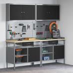 vidaXL Werkbankset met lade 8 pcs Zwart en Grijs, Doe-het-zelf en Bouw, Verzenden, Nieuw