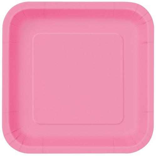 Roze Borden Vierkant 17,5cm 16st, Hobby en Vrije tijd, Feestartikelen, Nieuw, Verzenden