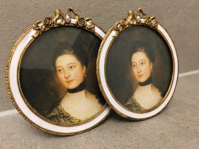 Lijst (2) - Emaille, Glas - VERFIJNDE LIJSTJES, Antiek en Kunst, Curiosa en Brocante