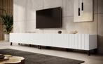 Meubella | TV-Meubel wit 300cm hotel chique lamellen, Huis en Inrichting, Kasten |Televisiemeubels, Verzenden, Nieuw, 25 tot 50 cm