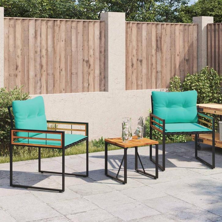 vidaXL Buitenmeubels set met kussen 3 pcs Turquoise, Tuin en Terras, Tuinsets en Loungesets, Nieuw, Verzenden