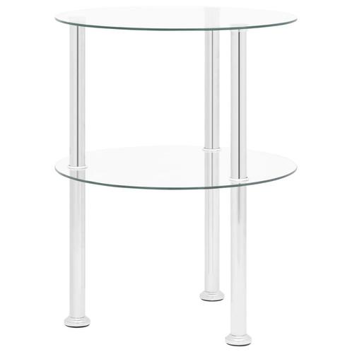 vidaXL Bijzettafel 2-laags 38 cm gehard glas transparant, Huis en Inrichting, Tafels | Bijzettafels, Nieuw, Verzenden