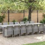 vidaXL Tuin Eettafel Set 15 pcs Lichtgrijs Polt riet, Tuin en Terras, Verzenden, Nieuw