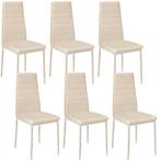 tectake Eetkamerstoelen, kunstleer - beige, Set van 6, Huis en Inrichting, Verzenden, Nieuw
