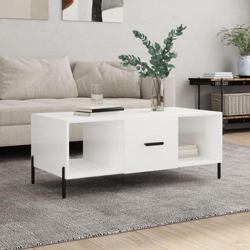 vidaXL Salontafel 102x50x40 cm bewerkt hout hoogglans wit, Huis en Inrichting, Tafels | Salontafels, Nieuw, Verzenden