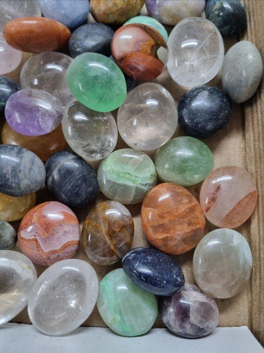 TOP QUALITY palmstones - different minerals- 1164 g, Verzamelen, Mineralen en Fossielen
