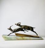 Longfils - Beeld, Two Antelopes On A Base - 29 cm - Brons,