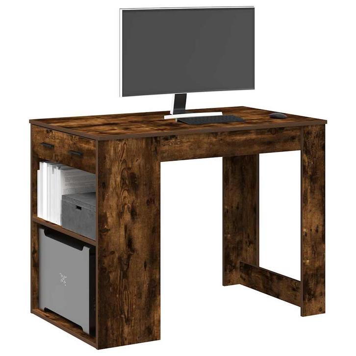 vidaXL Bureau met lade&plank 102x62x77,5 cm bewerkt hout, Huis en Inrichting, Tafels | Eettafels, Nieuw, Verzenden