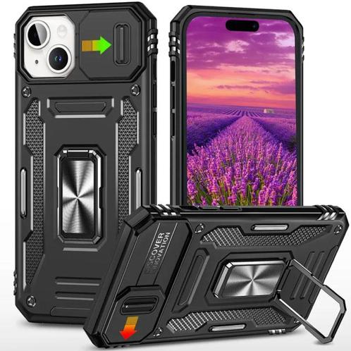 iPhone 15 Pro Max - Armor Hoesje met Kickstand en Camera, Télécoms, Téléphonie mobile | Housses, Coques & Façades | Apple iPhone