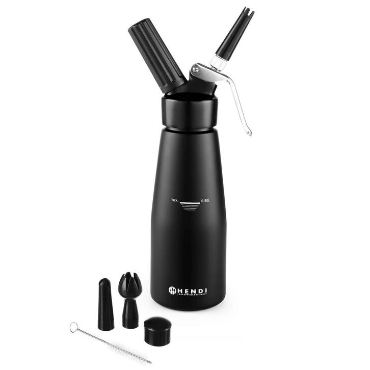 Slagroomapparaat | KitchenLine | Aluminium | Zwart | 0.5L |, Zakelijke goederen, Horeca | Keukenapparatuur, Nieuw in verpakking