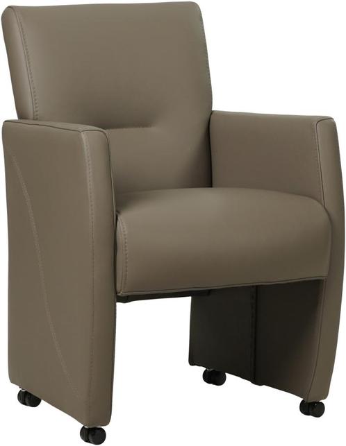 Grijze leren moderne eetkamerfauteuil - Toledo Leer Smog, Huis en Inrichting, Stoelen, Overige kleuren, Eén, Nieuw, Leer, Ophalen of Verzenden