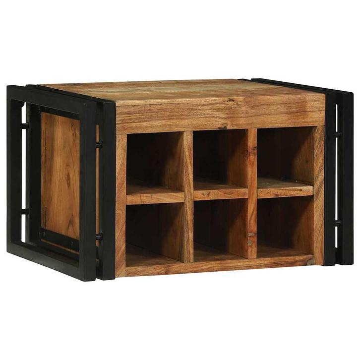 vidaXL Wijnrek Bruin en Zwart 46 x 35 x 27.5 cm Massief, Huis en Inrichting, Woonaccessoires | Wijnrekken, Nieuw, Verzenden