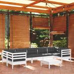 vidaXL 8-delige Loungeset met kussens grenenhout wit, Tuin en Terras, Verzenden, Nieuw, Loungeset