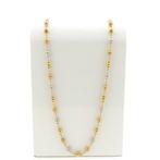 18 Krt. Tricolor gouden ketting met bolletjes | 72 cm, Handtassen en Accessoires, Kettingen, Ophalen of Verzenden, Gebruikt, Overige kleuren
