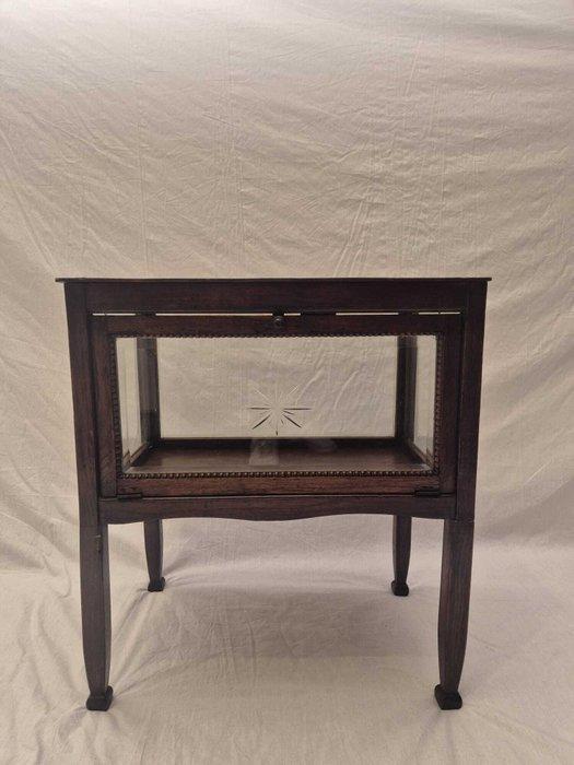 Kast - Thee kastje Met Carved Patronen en Geslepen glas -, Antiek en Kunst, Curiosa en Brocante