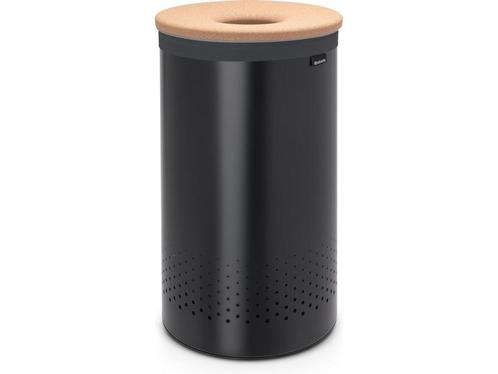 Brabantia Wasmand - met Deksel - 60 l - Matt Black / Kurken, Huis en Inrichting, Woonaccessoires | Overige, Zo goed als nieuw