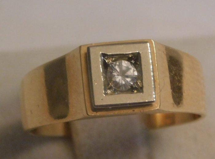 Ring - 18 karaat Geel goud, Witgoud - 0.15ct. tw. Diamant, Handtassen en Accessoires, Ringen