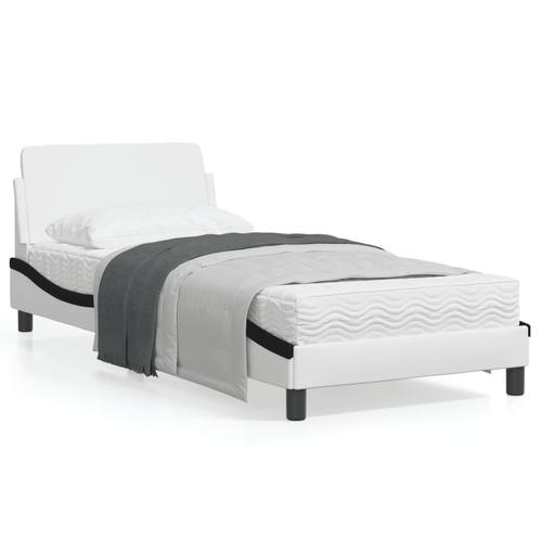 vidaXL Cadre de lit avec tête de lit blanc et noir, Maison & Meubles, Chambre à coucher | Lits, Neuf, Envoi