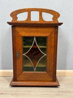 Authentiek jugendstil hal kast met glas in lood - Kast -, Antiek en Kunst