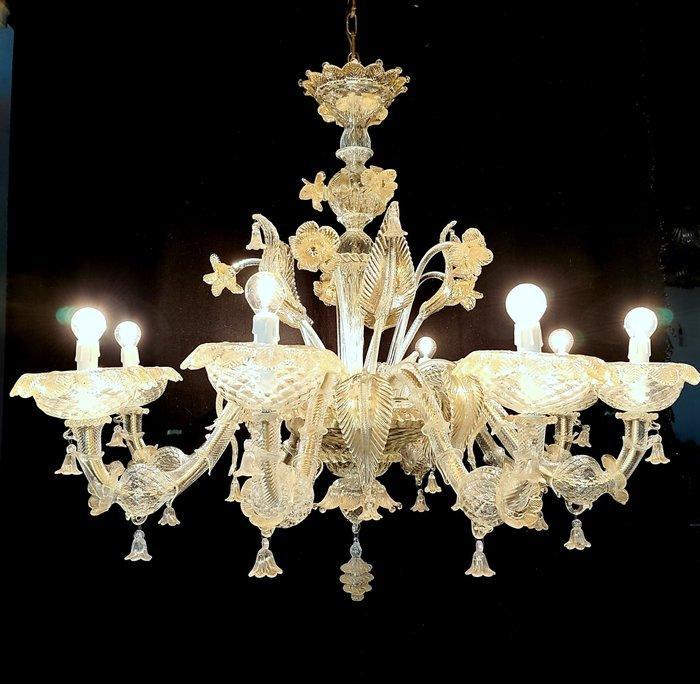 Kroonluchter - Cà Rezzonico - 8 lichten - Doorzichtig glas, Antiek en Kunst, Antiek | Verlichting