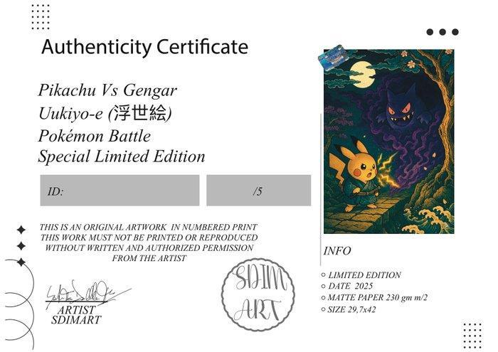 SDIMART 1996 - Pikachu Vs Gengar Uukiyo-e Pokémon Battle, Games en Spelcomputers, Spelcomputers | Overige Accessoires
