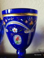 Bohemia - Wijnglas (2) - kobalt, Antiek en Kunst
