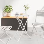 vidaXL Opvouwbare Tuintafel Wit Ø50x72 cm Staal, Tuin en Terras, Verzenden, Nieuw