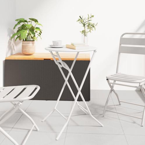 vidaXL Opvouwbare Tuintafel Wit Ø50x72 cm Staal, Tuin en Terras, Tuintafels, Nieuw, Verzenden