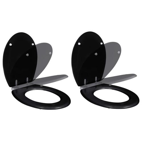 vidaXL Toiletbril met soft-closedeksel 2 st MDF zwart, Doe-het-zelf en Bouw, Sanitair, Nieuw, Verzenden