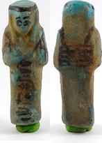 Ca 1000bc Egypt Tip blue faience shabti of Nes(y)-khonsu, Verzenden