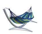 Hangmat standaard grijs tot 220 kg - inc blauw-groen hang..., Tuin en Terras, Hangmatten, Nieuw, Ophalen of Verzenden
