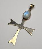 XXL maat kruis - 925 zilver - maansteen - Hanger