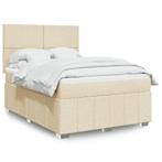 vidaXL Boxspring met matras stof crèmekleurig 160x200 cm, Verzenden, Nieuw