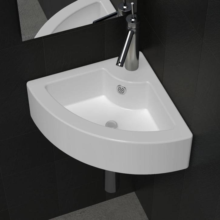 vidaXL Wastafel met overloop 45x32x12,5 cm wit, Doe-het-zelf en Bouw, Sanitair, Nieuw, Verzenden