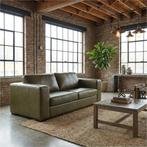 Leren bank Flow - 2 zits - Granada Moss (olijf/groen) -, Antiek en Kunst, Ophalen of Verzenden