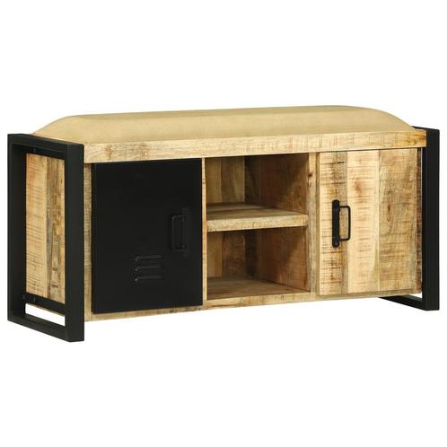 vidaXL Bankkast 100x35x50 cm Massief Hout Ruw Mangohout, Huis en Inrichting, Overige Huis en Inrichting, Nieuw, Verzenden