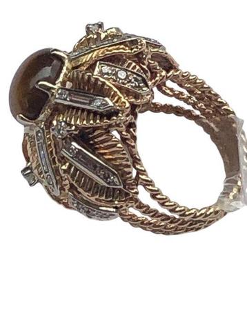 Bague - 14 carats Or blanc, Or jaune Œil de chat beschikbaar voor biedingen