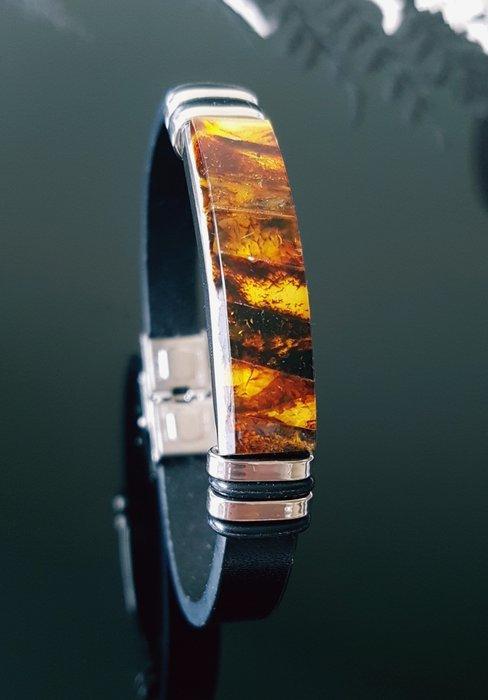 Amber Lederen armband met Baltisch amber - Vrouwen mannen, Verzamelen, Dierenverzamelingen