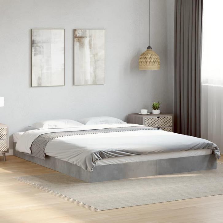 vidaXL Bedframe bewerkt hout betongrijs 160x200 cm, Huis en Inrichting, Slaapkamer | Bedden, Nieuw, Verzenden