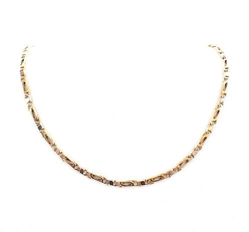 Bicolor gouden heren ketting | 47 cm (solide ketting), Handtassen en Accessoires, Kettingen, Overige kleuren, Gebruikt, Goud, Ophalen of Verzenden