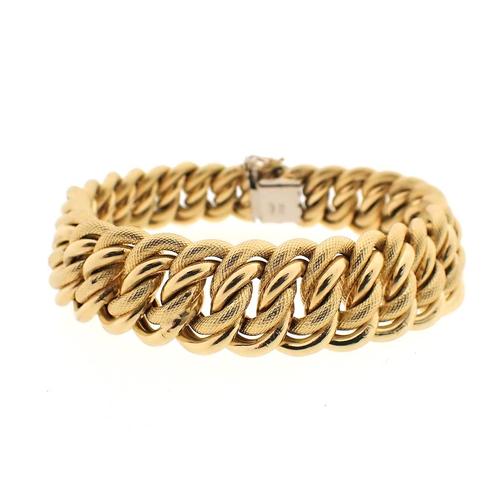 18 Krt. Gouden gourmet schakel armband | 21 cm, Handtassen en Accessoires, Armbanden, Overige kleuren, Gebruikt, Goud, Ophalen of Verzenden