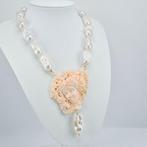 Koraal - Zilver - Halsketting - Corallo Rosa Incisie, Antiek en Kunst