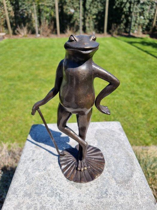 Beeldje - The golfing frog - Brons, Antiek en Kunst, Curiosa en Brocante
