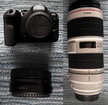 Canon EOS R6 Mark II + EF canon Zoom 70-200mm L F2.8 USM beschikbaar voor biedingen