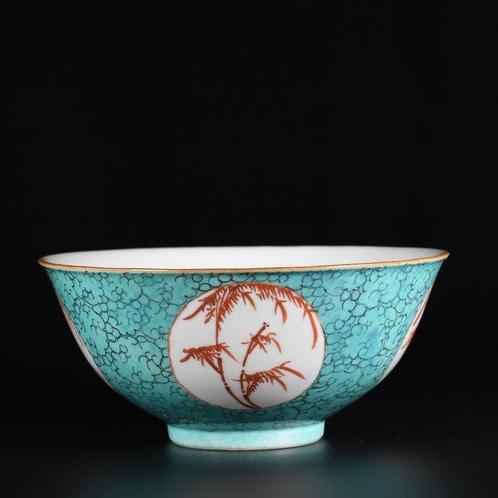 Kom - Bol en porcelaine à décor de bambous sur fond, Antiek en Kunst, Antiek | Overige Antiek
