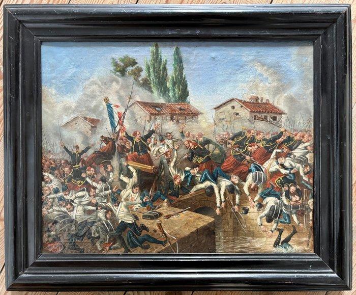 Franse school (XIX) - Scène de la guerre de Crimée, Antiek en Kunst, Kunst | Schilderijen | Klassiek