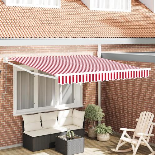 vidaXL Handmatig Uittrekbaar Ligbed Rood en Wit Gestreept, Tuin en Terras, Zonneschermen, Nieuw, Verzenden