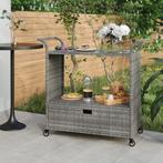 vidaXL Serveerwagen met lade 100x45x97 cm poly rattan grijs, Huis en Inrichting, Verzenden, Nieuw