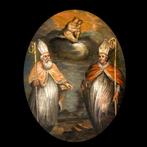 Escuela italiana (XIX) - Retrato de dos papas, Antiek en Kunst